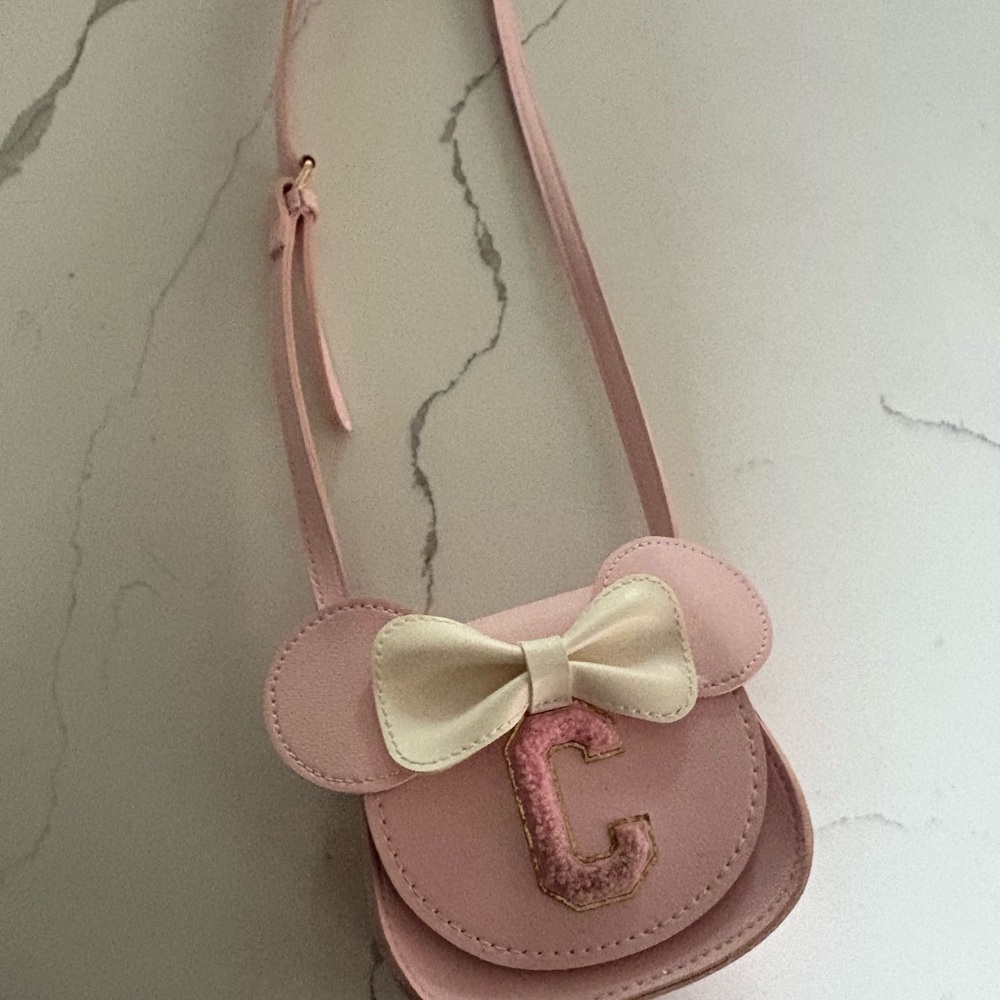 Pink Bow Accent Crossbody Bag with Ear Detail